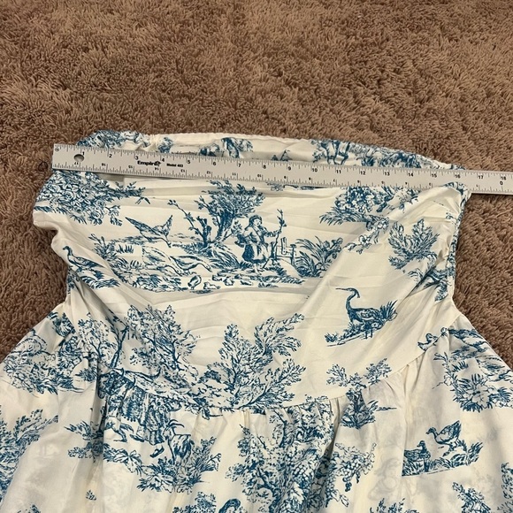 New XL 12 SHEIN vacay blue white toile strapless tiered dress shirred - Picture 16 of 17